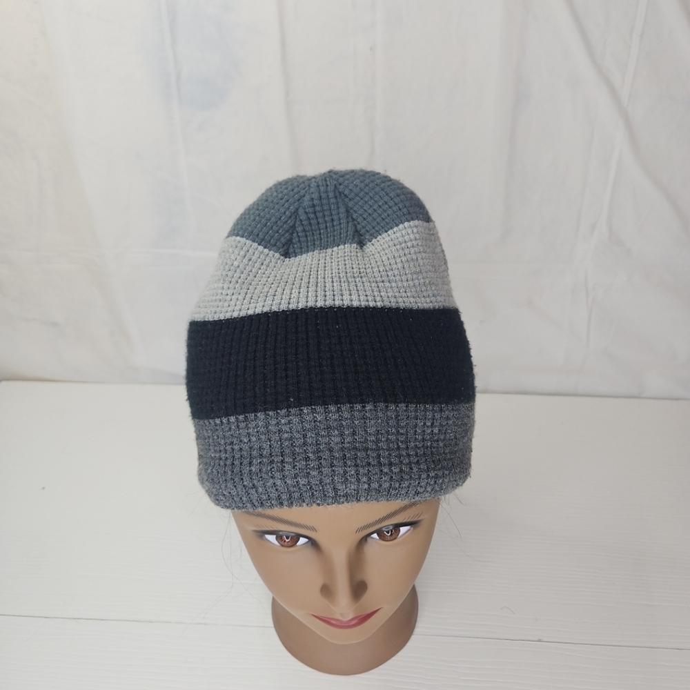 🎁Color Block Casual Solid Unisex Beanie Knitting Hat Winter Black Gray One Size - Picture 2 of 14